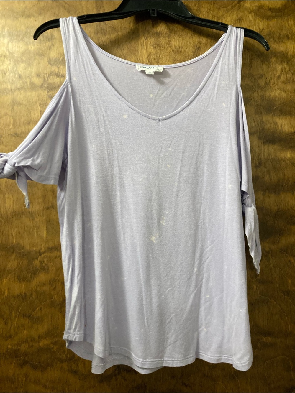 Coldwater Creek Light Lavender Cold-Shoulder Tie-Sleeve Top